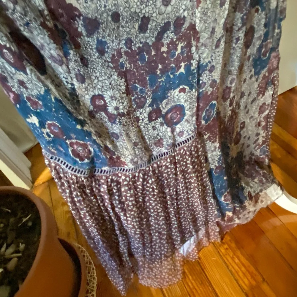ZARA 100% Silk Chiffon Sheer Patchwork Mixed Florals Maxi Slip Dress - Picture 6 of 9